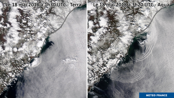 Propagation d'ondes nuageuses en mer d'Okhotsk
