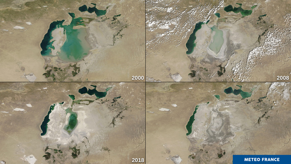 Évolution de la mer d'Aral depuis 2000
